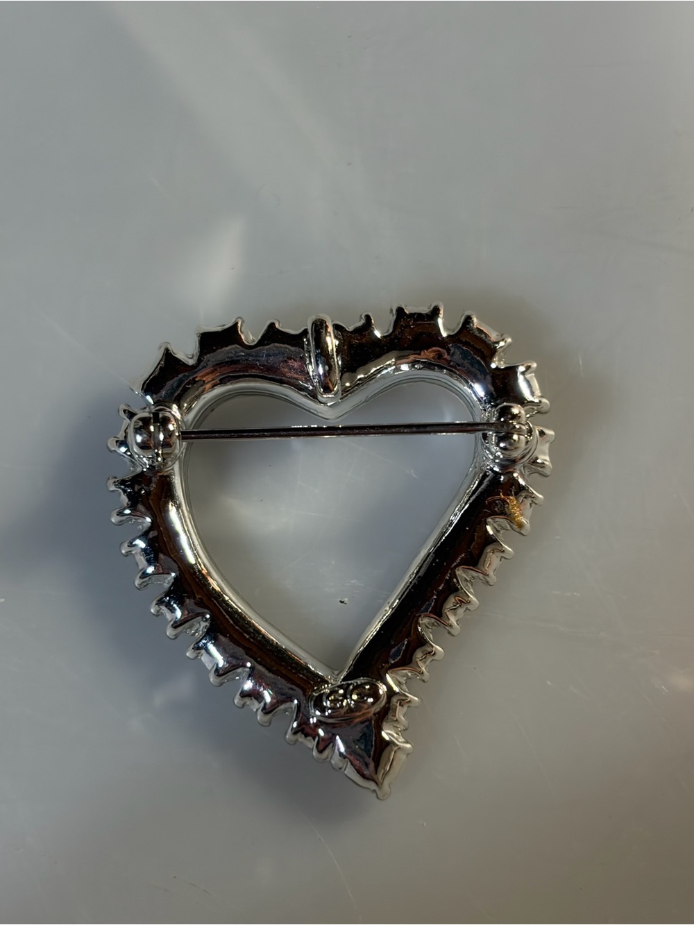 Vintage Sarah Cov Signed Blue Rhinestone Eternity Heart Brooch - Picture 2 of 5